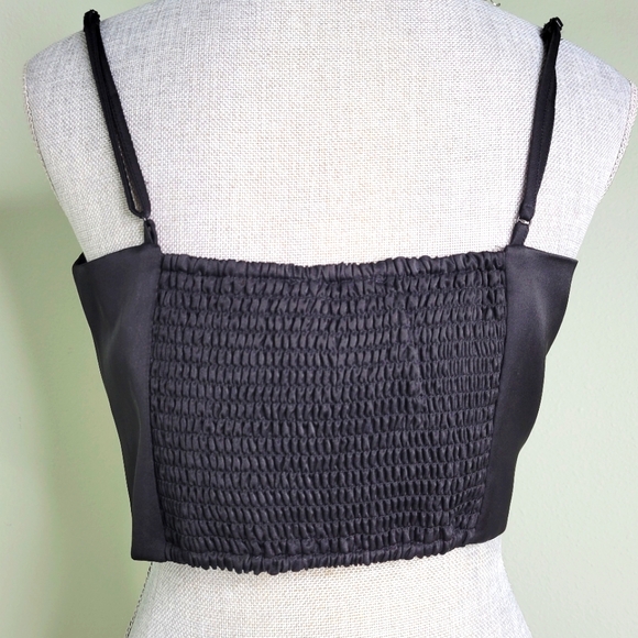 Rachel Zoe Black Oversized Flower Organza Crop Top Adj Straps Dress Event Med - Picture 7 of 13